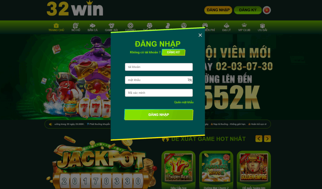 Hướng dẫn cách đăng nhập 32win chi tiết 2 Form điền thông tin đăng nhập tài khoản 32win