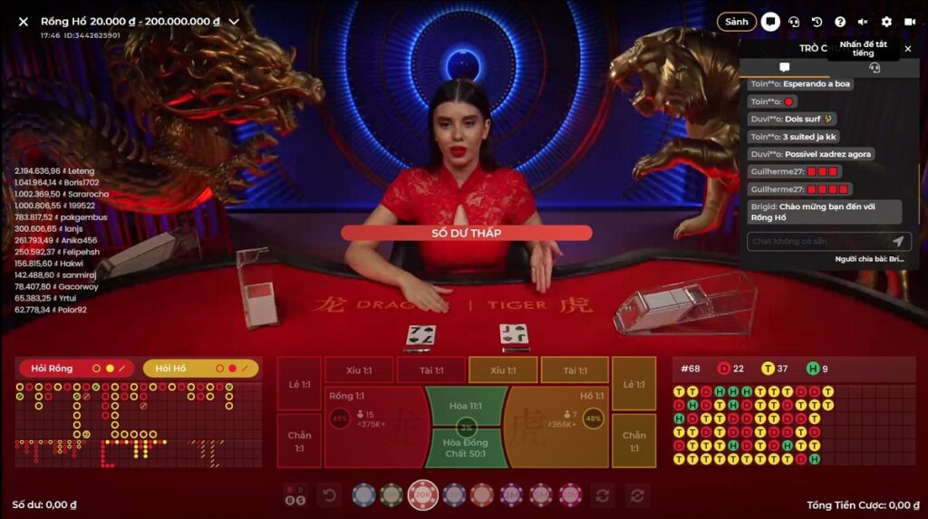 Rồng Hổ 32Win - Siêu phẩm game bài online dẫn đầu Châu Á 2 Người chơi chọn loại cược trực tiếp trên bàn chơi: rồng, hổ, hòa, chẵn, lẻ,...